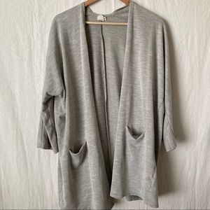 Donni Gray Oversized Long Sleeve Striped Cardigan
